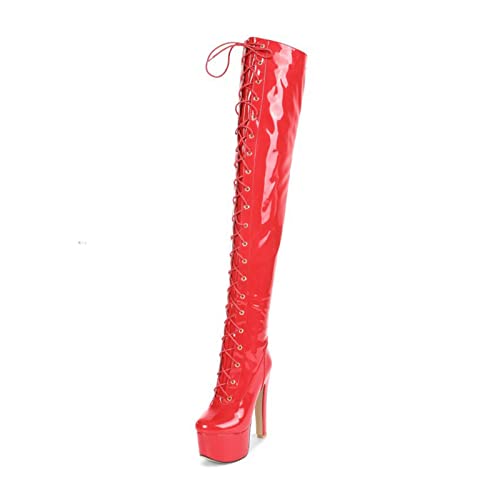 Bottes extensibles à talons de 15 cm pour femmes cuissardes vernies mode