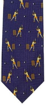 Farm Cottage Brands Navy Blue Silk Tie with Cricketers batting - Image 4