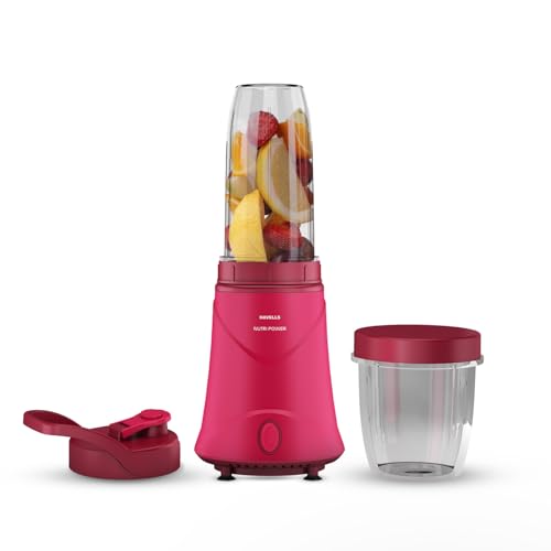 Image of Havells Nutri Power Blender 350 W Mixer Grinder| 1 Speed Switch| Leak Free Sipper Lid| Air Vent Technology| Stainless Steel Blade| 2Yrs Manufacturer Warranty (Pink)