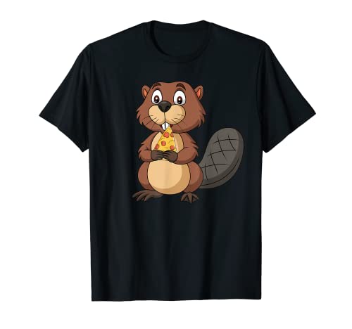 Biber amusant avec morceaux de pizza pour rongeurs et pizzas préférés T-Shirt