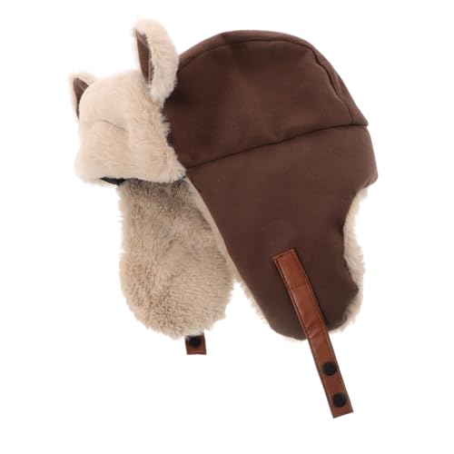 Adorable Bear Ears Winter Hat for Adults Windproof Plush Earflap Hood Cozy Cold Weather Protection Fun Cute Design for Outdoor Activities Coffee