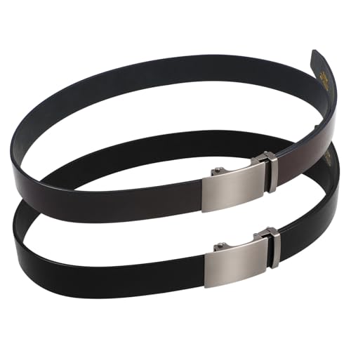 2pcs Men Ratchet Belt Automatic Buckle Vintage Design Belts Fashion for Men Black Brown Casual Formal Adjustable Waist Buckles