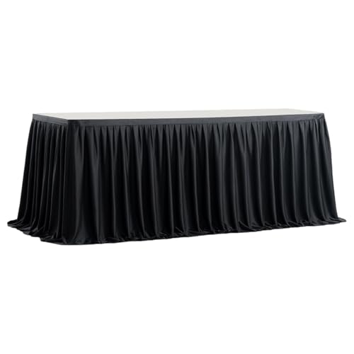 Faldón de mesa rectangular, faldones decorativos con volantes, accesorio de escritorio de 6 pies, 9 pies y 14 pies para Halloween, carnaval, de cumpleaños, banquete, boda, Navidad, bautizo