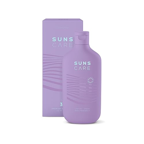 Foto von Wasserfeste Sonnencreme LSF 30 von SUNS CARE® · Pflege durch Squalan, Vitamin E, Jojoba und Mandelöl · Hoher Sonnenschutz für Gesicht · Wasserfest, Vegan, Ohne Mikroplastik · 180ml