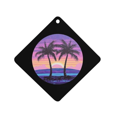 Palm Trees Beach Surf Sunset Car Air Freshener Hanging Aromatherapy Tablets for Car Accessories Rhombus