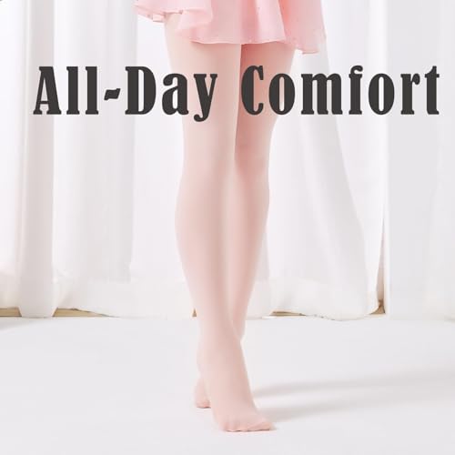 CozyWow 80 Denier Girls Tights with Full Footed, School Ballet Dance Tights for Kids from 4T to 12T,Soft&Opaque2