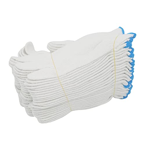 JinYan Cotton Work Gloves,12 Pairs(24 pack) Large Size String Knit Cotton Polyester Gloves for...