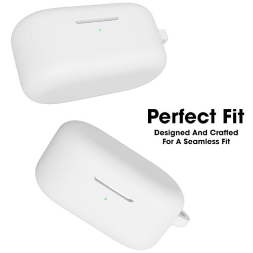 Image of Sounce Silicone Case Cover Compatible with OnePlus Nord Buds 2r Shock Absorbing Protective Skin with Front LED Visible Supports Wireless Charging Anti Dust Plug Secure Fit (White)