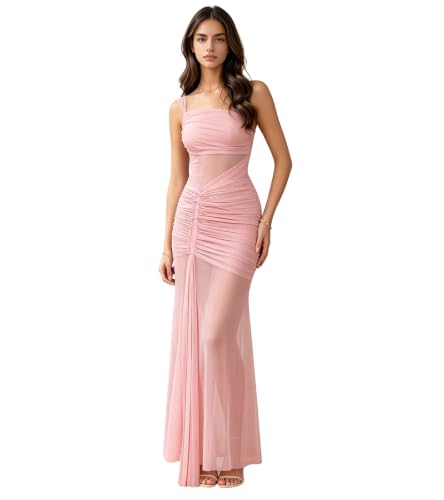 Image of PORRCEY Women's Sexy Elegant Rhinestone Bodycon Dress Hot Drilling Clubwear