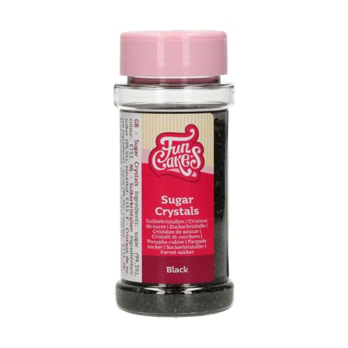 FunCakes Sugar Crystals, Negro: Espolvoreado para Tartas, Gran Sabor, Perfecto para Decorar Tartas, Espolvoreado para Cupcakes. 80 g.