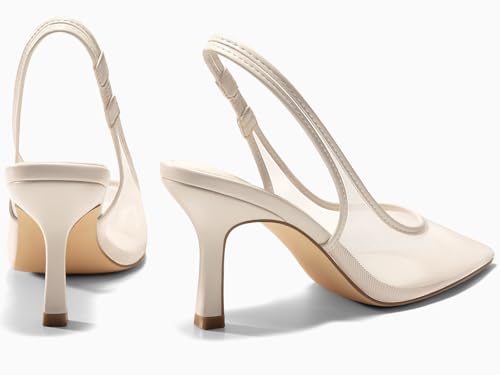 Image of Coutgo Womens Mesh Slingback Kitten Heels Pointed Toe Low Heel Pumps Sexy Dress Shoes