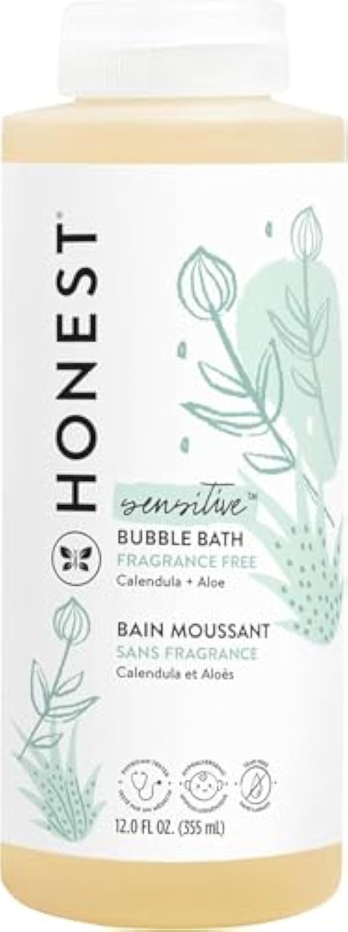The Honest Company Foaming Bubble Bath | Gentle for Baby | Naturally Derived, Tear-free, Hypoallergenic | Fragrance Free Sensitive, 12 fl oz
