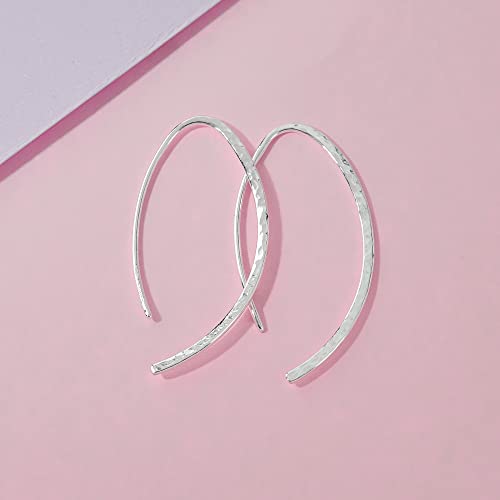 Boma Jewelry Sterling Silver Elliptical Threader Pull Through Hoop Earrings3