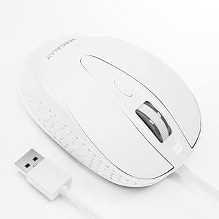 Macally USB Wired Mouse with 3 Button, Scroll Wheel, & 5 Foot Long Cord, USB Mouse for Laptop and Desktop, Computer Mouse Wired Compatible with Apple Macbook, iMac, Mac Mini, Windows PC, & Chromebook