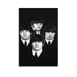 SHUPSY Poster décoratif sur toile The Beatles Band Black and White Fan Art – Impression moderne pour chambre à coucher – 40 x 60 cm - Les Beatles, Paul McCartney, John Lennon, RIngo Starr, George Harrison