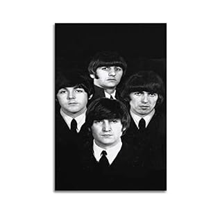 SHUPSY Poster décoratif sur toile The Beatles Band Black and White Fan Art – Impression moderne pour chambre à coucher – 40 x 60 cm - Les Beatles, Paul McCartney, John Lennon, RIngo Starr, George Harrison