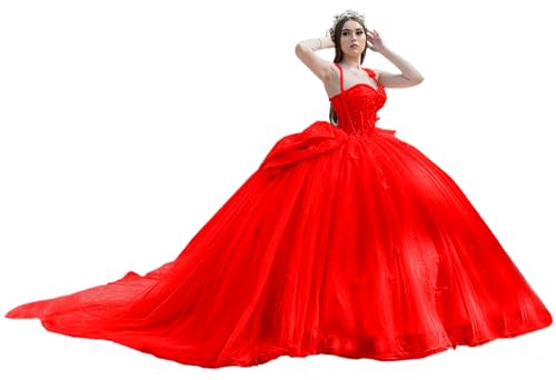 BESELE Spaghetti Straps Quinceanera Dress Butterfly Red DAMA Dresses for Quinceanera Lace Beaded Pageant Dress 8