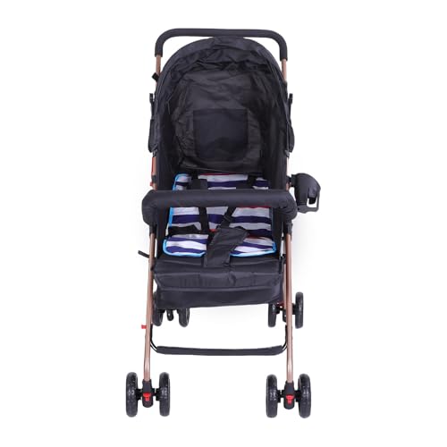RiToEasysports Cochecito de bebé, ligero y plegable con toldo ajustable, respaldo reclinable versátil, ideal para actividades al aire (negro)