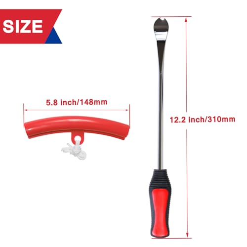 Image of 12.2 inch Dirt Bike Steel Tire Spoons Tool Set for Lawnmower Motorcycle Bicycle ATV Mini Bike Garden Tractor Tires 26pcs Tire Changer Tool with Tire Spoons Rim Protector Valve Stems Cap Cores Red