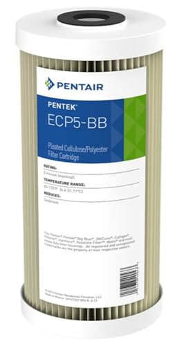 Pentair Pentek ECP5-BB Big Blue Sediment Water Filter, 10-Inch, Whole House Heavy Duty Pleated Cellulose Polyester Replacement Cartridge, 10