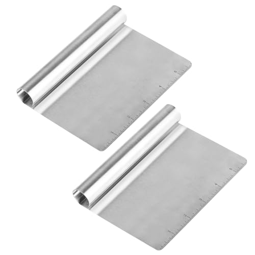 2pcs Ramasse Légumes Cuisine, Grattoir à Pâtes en Acier Inoxydable, Coupe Pate Boulangerie, Raclette en Acier Inox, Pelle à Légumes, Corne Patisserie, Spatule à Pâte Gâteau, Grattoirs à Pâte Cuisine