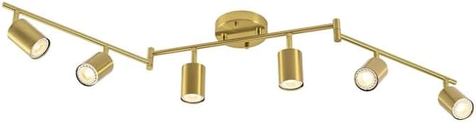 6 Light Track Lighting Fixtures Ceiling, Gold Kichen Track Lighting Fixtures with Rotatable Light Heads, Foldable Lamp Arms, Modern LED Track Lights for Kitchen/Hallway, No GU10 Bulb
