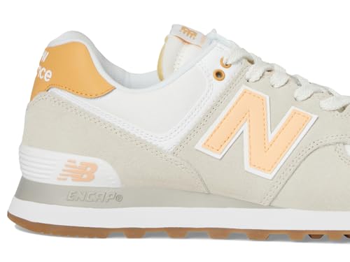 New Balance Women's 574 V2 Spring Sneaker, Timberwolf/Alpha Orange, 8 M