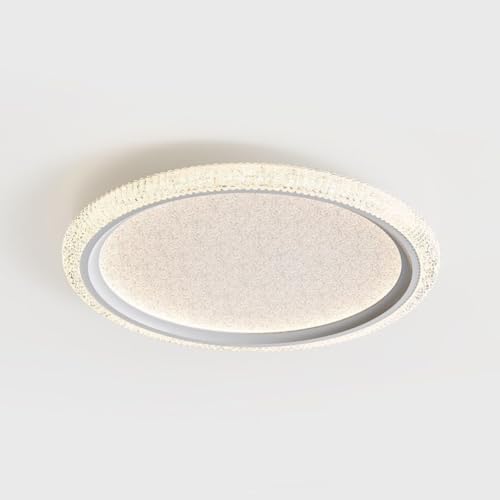 EOEO Lámpara de Techo LED 49W con Mando a Distancia Regulable Lámpara de Salón 3000K/4500K/6000K Lámpara de Cabecera Redonda Lámpara de Techo Moderna de Metal Blanco para Dormitorio Sala de Estar