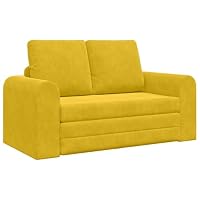 HETFTJN Canapé-Lit Convertible en Velours Jaune 148 x 71 x 83 cm, Banquette Convertible 2 Places pour Salon et