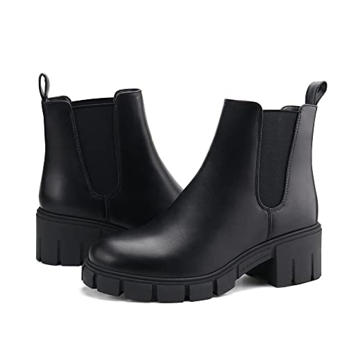 Image of starmerx Women's Platform Chelsea Ankle Boots Chunky Heel