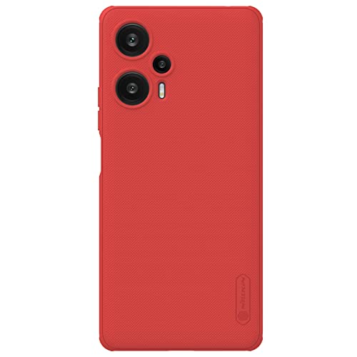 Nillkin Case for Xiaomi Redmi Note 12 Turbo/Poco F5 (6.67″ Inch) Super Frosted Shield Pro Hard Back Soft Border (PC + TPU) Shock Absorb Cover Raised Bezel Camera Protect Red Color