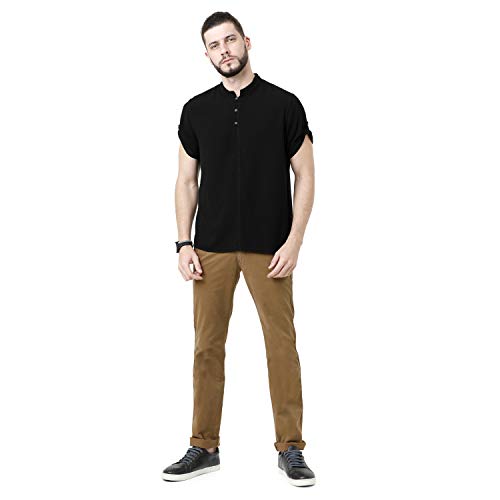 Image of Identiti Short Sleeves Solid Slim Fit 100% Viscose Casual Shirt /Kurta for Men