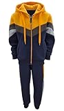 Kinder Sweatanzug Fashion Boy Warmer Jogginganzug Freizeitanzug Kinder Hausanzug in Blau/Gelb, Gr. 110-116, JF901.6