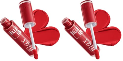 Image of Elle18 Matte Max Liquid Lipstick - Red Ribbon, for Smooth Lips, with Hyaluronic Acid & Vitamin E, Blur Matte Finish, Transferproof & Smudgeproof - 6ml (Pack of 2)