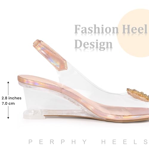 Perphy Rhinestone Clear Wedge Heel Slingback Sandal for Women4