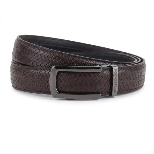 Image of HAYES LONDON Leather Ratchet Belt for Men | Adjustable No-Holes | Customizable Fit, Stylish & Effortless Buckle | Formal & Casual Wear Belts