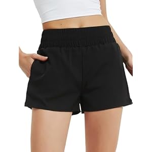 Soudittur Running Shorts Womens 2 in 1 Lightweight Quick Dry Activewear Shorts with Zipper Pockets Ladies Swim Shorts for Beach, Summer, Workout, Athletic, Jogging