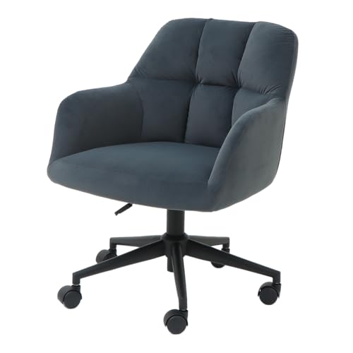 ヤマソロ オフィスチェア デスクチェア 椅子 ベロア調 チェア 黒脚 おしゃれ ネージュ 42-377 (ブルーグレー)