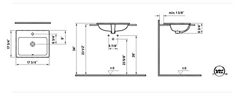 Cheviot 1113-Wh-1 Palisade, 20 1/2" X 17 1/4", White, Single Hole Camilla Semi-Recessed Sink #TOP1
