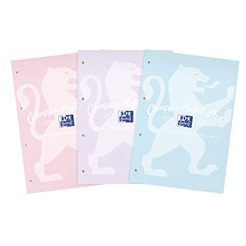 Recambio de papel rayado Oxford Campus A4 hojas blancas para archivador pack 3 blocs pastel