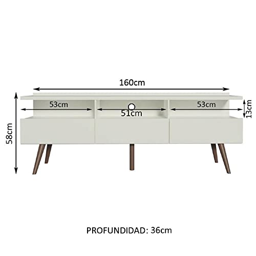 Rack Madesa Bento 3 Gavetas com Pés Cônicos Branco