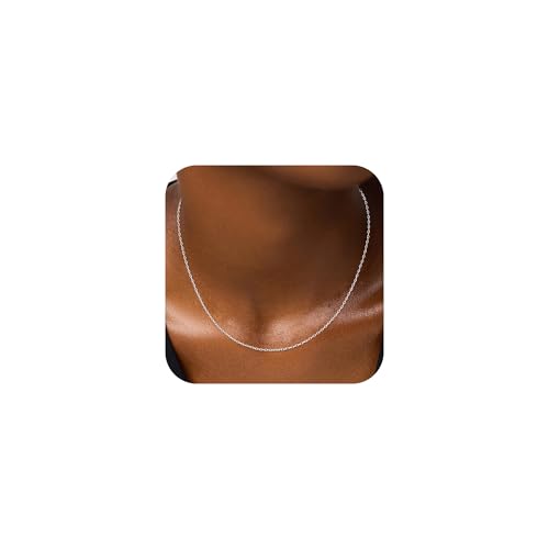 925 Sterling Silver Chain for Women-Diamond Cut 1.1mm Cable Chain Lobster Claw Clasp Silver Jewelry Gifts for Women Mom Girlfriend