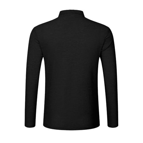 Mens Long Sleeve Button Down Henley Shirts Fashion Collar Waffle Fall Shirt Solid Color Casual Outfits Clothes 20254