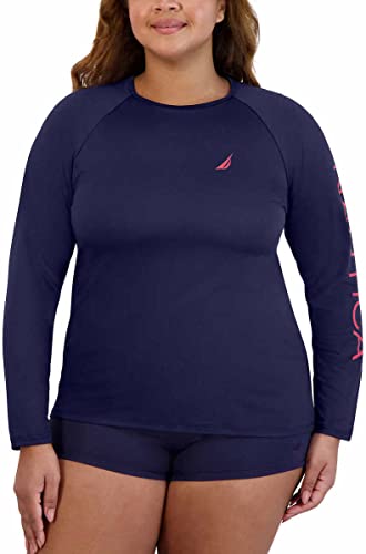 Image of Nautica Women's Long Sleeve Rashguard - Quick-Dry, UPF Protection, Swim Shirt, Pool, Beach, Hiking, Yoga, Volleyball