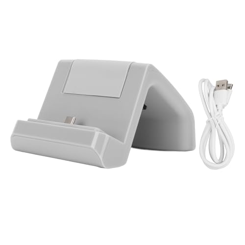 Alomejor Station de Chargement Switch Lite avec LED Lumineux, Support Charge Rapide pour Console de Jeu, Station à Langer Réglable (Gris)