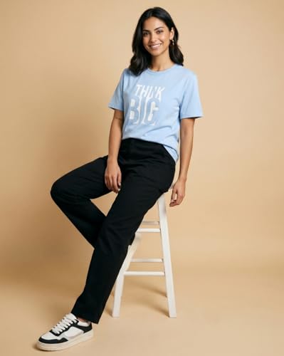 Image of Nobero Women's Graphic Printed T-Shirt | Regular Fit 180 GSM Cotton Tee for Women | Comfortable Round Neck Casual Wear