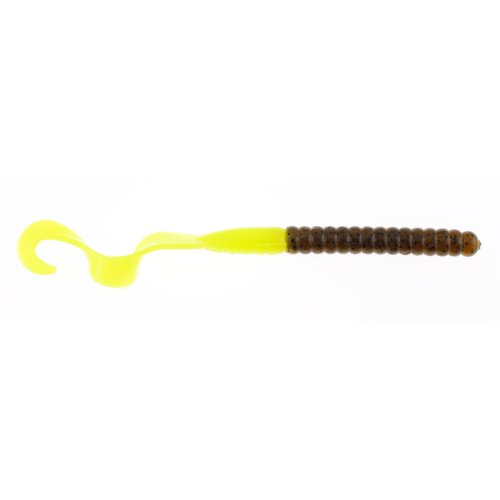 Berkley PowerBait® Power Worm Fishing Bait, Green Pumpkin/Chartreuse, 7in | 18cm, Irresistible Flavor, Classic Curly Tail Worm Profile, Ideal for Spring, Summer and Fall Fishing