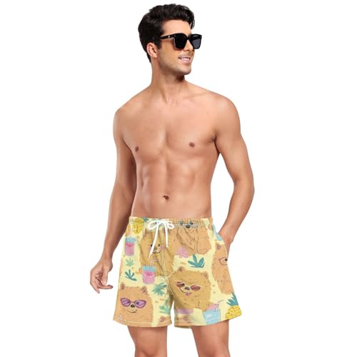 Pomeranian and Pineapple Men's Swim Trunks with Liner Quick Dry Beach Shorts Swimwear Bathing Suit S-XXL3