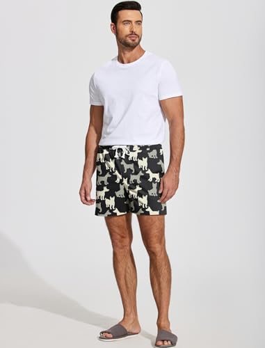 Image of Deyeek 5.5 Inch Mens Pajama Shorts Sleep Cotton Lounge PJ Lightweight Elastic Waist Drawstring Nightwear Bottom with Pockets