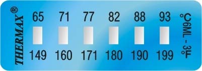 Thermax Temperature Indicating Label Strips, 6 Level, 65 Deg C to 93 Deg C